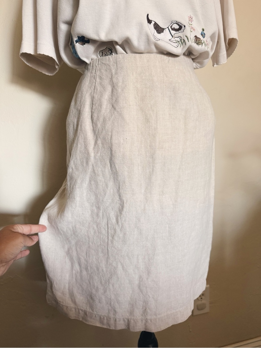 Eileen Fisher Cream Linen Skirt